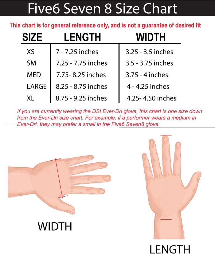 Five6 Seven8 Color guard glove size chart