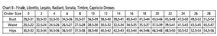 Concert Dress Size Chart B