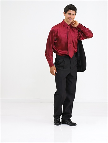 Frank Satin Dress Shirt with Polyester Dress Trousers
