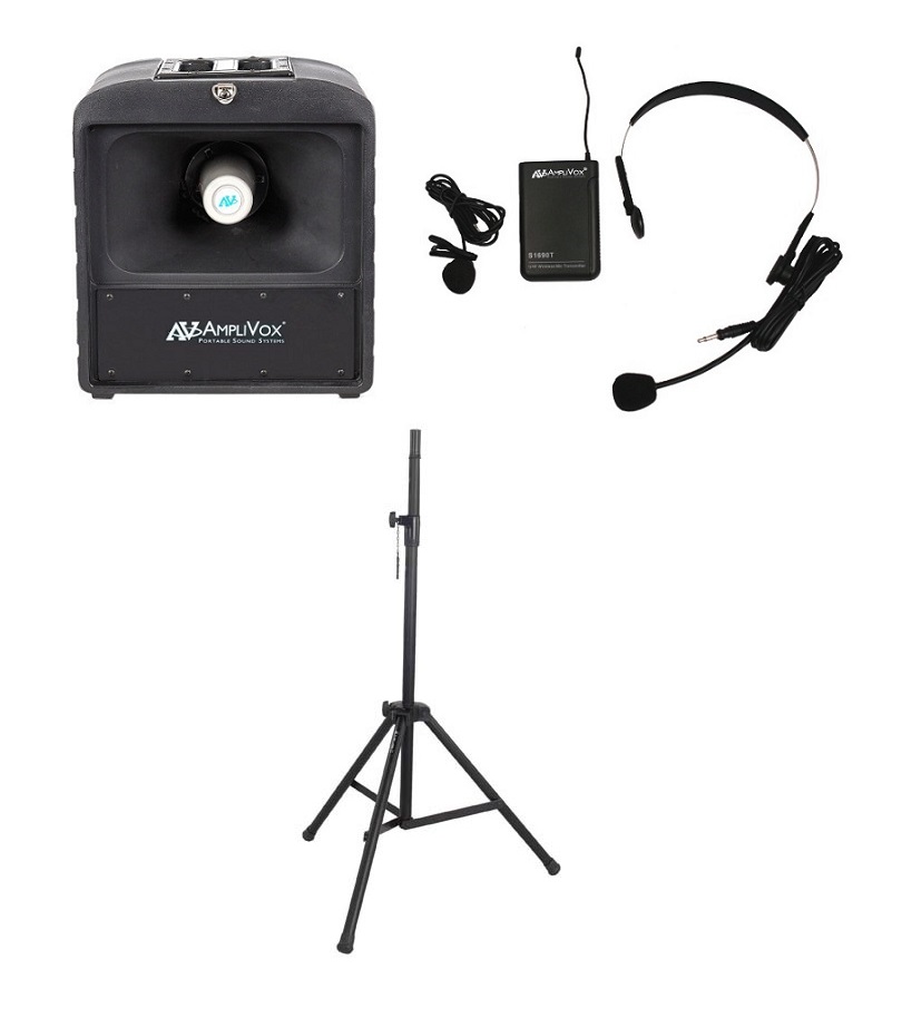 Amplivox SW6821 Basic Wireless Mega Hailer Bundle with Headset and Lapel Microphone 