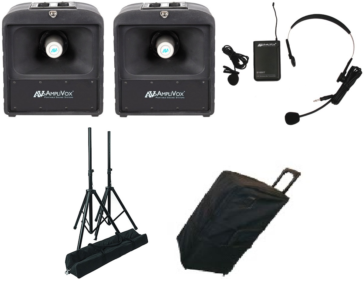 Amplivox SW6823 Premium Mega Hailer Bundle with Headset and Lapel Microphone